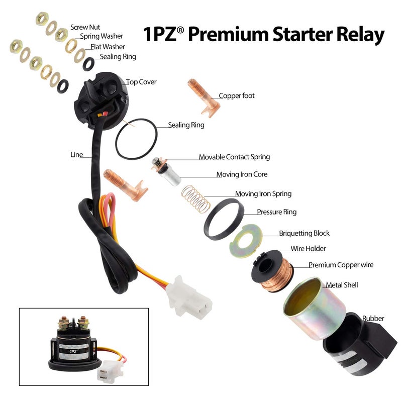 1PZ W35-S01 Premium Starter Solenoid Relay Replacement for Yamaha Warrior 350 YFM350 1987 1988 1989 1990 1991 1992 1993 1994 1995 1996 1997 1998 1999 2000 2001 2002 2003 2004 - Image 5